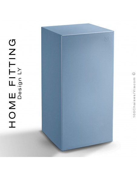 Table haute carré HOME FITTING, structure plastique couleur bleu clair