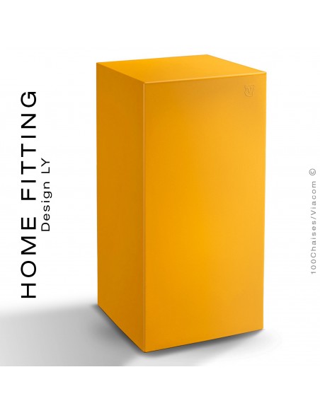 Table haute carré HOME FITTING, structure plastique couleur jaune