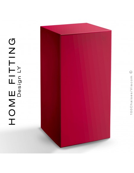 Table haute carré HOME FITTING, structure plastique couleur rouge