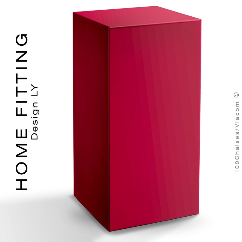 Table haute carré HOME FITTING, structure plastique couleur rouge