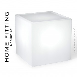Table lumineuse HOME FITTING carré, structure plastique, plateau plexiglass.
