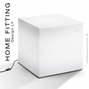 Pouf, table 40x40 lumineux HOME FITTING LED sur secteur, structure plastique.