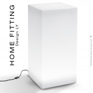 Table haute carré lumineux HOME FITTING LED sur prise secteur, structure plastique.