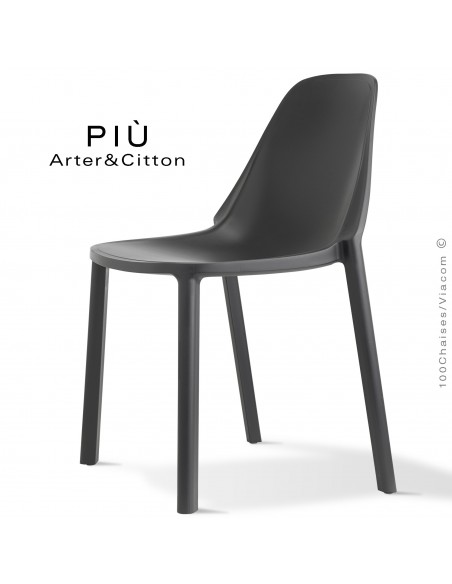 Chaise design PIÙ, structure plastique couleur anthracite.