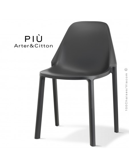 Chaise design PIÙ, structure plastique couleur anthracite.
