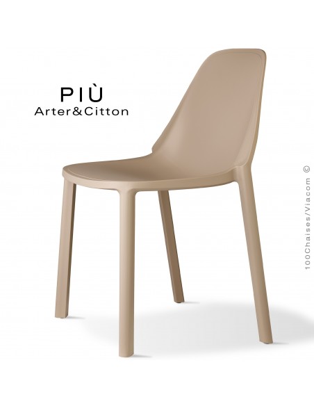 Chaise design PIÙ, structure plastique couleur gris tourterelle.