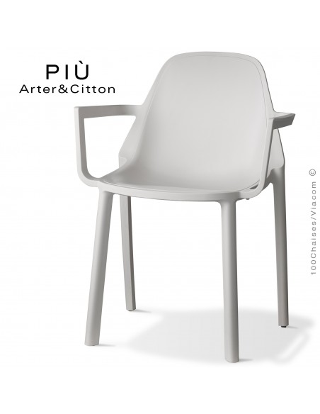 Fauteuil design PIÙ, structure plastique couleur blanc