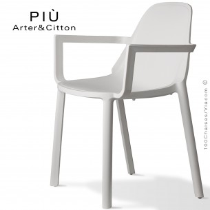 Fauteuil design PIÙ, structure plastique couleur blanc