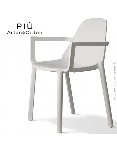 Fauteuil design PIÙ, structure plastique couleur blanc