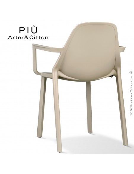 Fauteuil design PIÙ, structure plastique couleur gris tourterelle