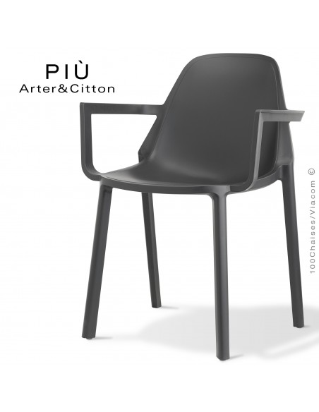 Fauteuil design PIÙ, structure plastique couleur anthracite