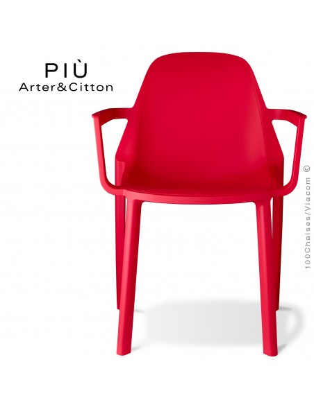 Fauteuil design PIÙ, structure plastique couleur rouge