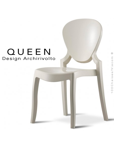 Chaise design QUEEN, plastique opaque blanc (lot de 6 chaises).