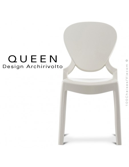 Chaise design QUEEN, plastique opaque blanc (lot de 6 chaises).