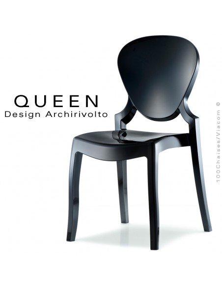 Chaise design QUEEN, plastique opaque noir (lot de 6 chaises).