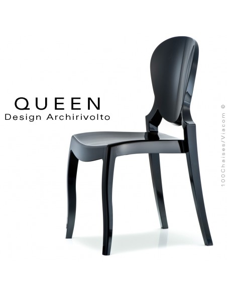 Chaise design QUEEN, plastique opaque noir (lot de 6 chaises).