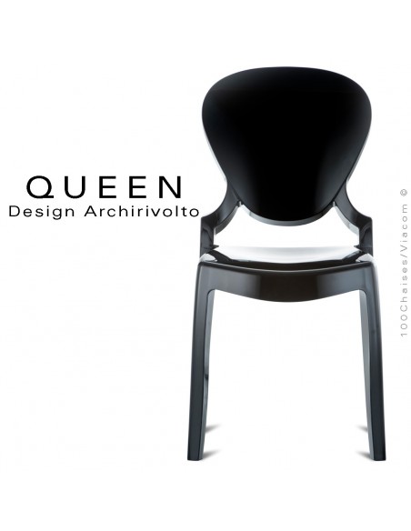 Chaise design QUEEN, plastique opaque noir (lot de 6 chaises).
