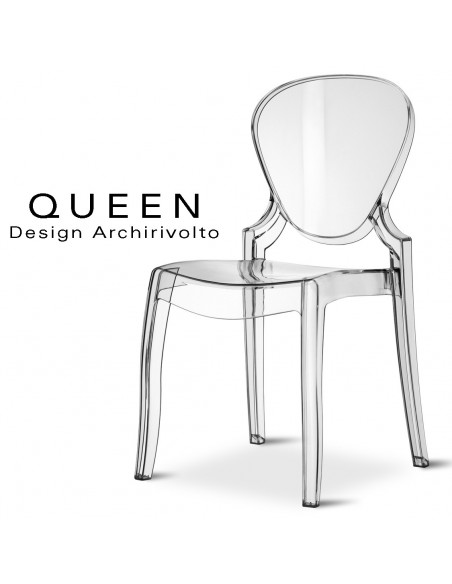 QUEEN chaise design plastique transparente (lot de 6 chaises).