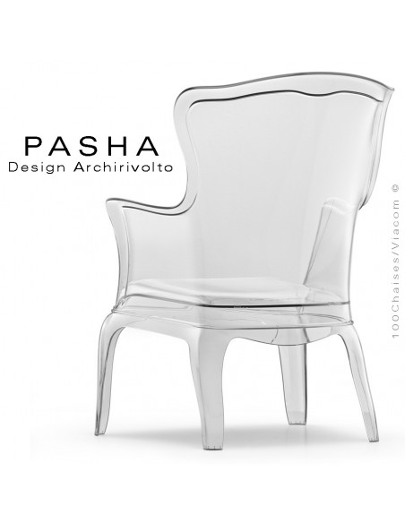 PASHA fauteuil lounge design en polycarbonate transparent.