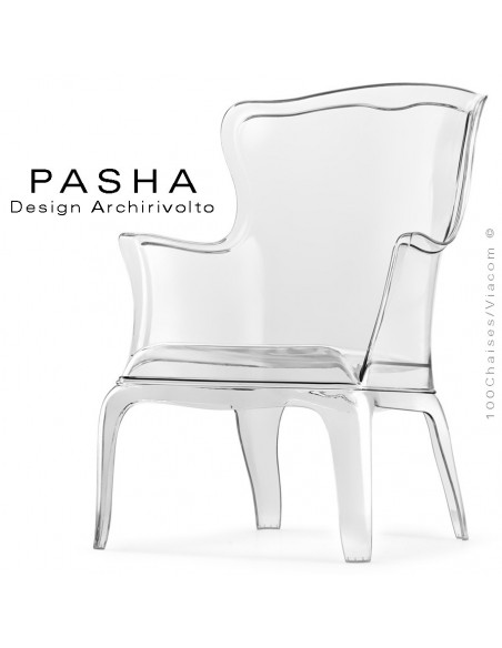 PASHA fauteuil lounge design en polycarbonate transparent.