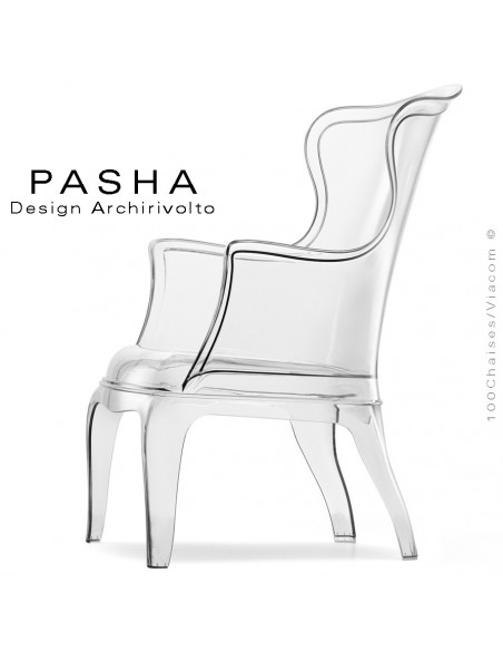 PASHA fauteuil lounge design en polycarbonate transparent.