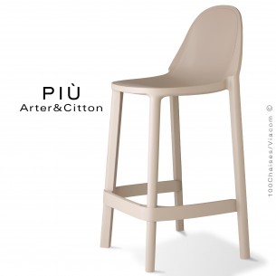 Tabouret de cuisine PIÙ, structure plastique couleur gris tourterelle.