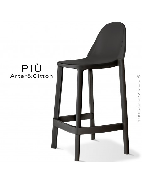 Tabouret de cuisine PIÙ, structure plastique couleur anthracite.