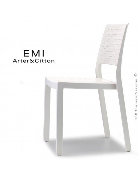 Chaise design EMI, structure plastique couleur blanc.