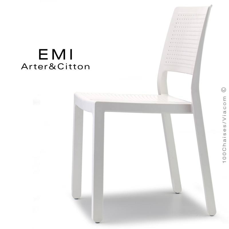 Chaise design EMI, structure plastique couleur blanc.