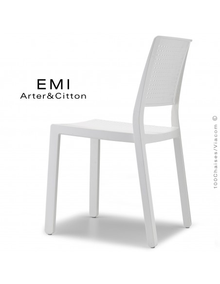 Chaise design EMI, structure plastique couleur blanc.