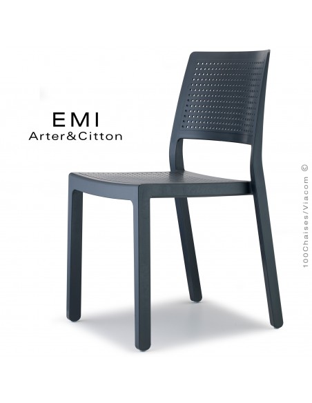 Chaise design EMI, structure plastique couleur anthracite.
