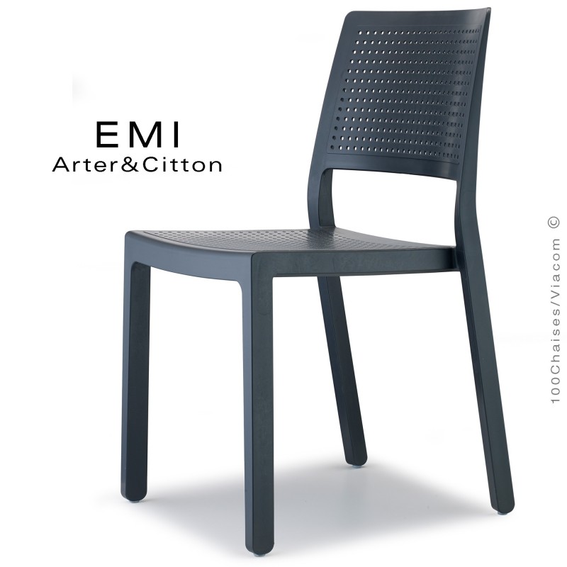 Chaise design EMI, structure plastique couleur anthracite.