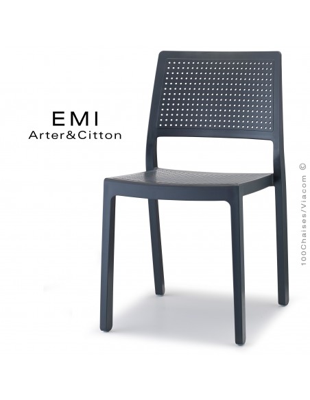 Chaise design EMI, structure plastique couleur anthracite.