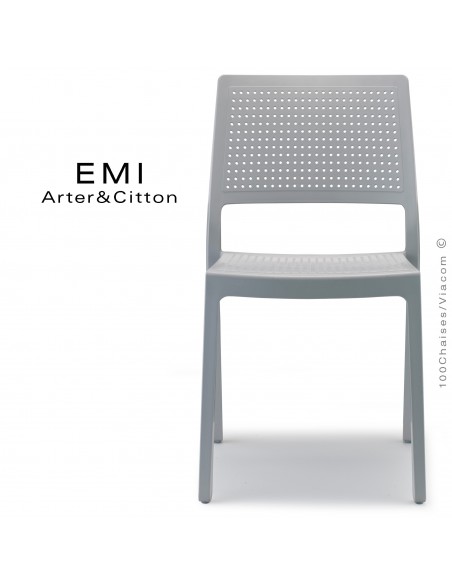 Chaise design EMI, structure plastique couleur gris.