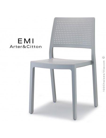 Chaise design EMI, structure plastique couleur gris.