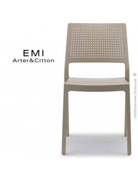 Chaise design EMI, structure plastique couleur gris tourterelle.