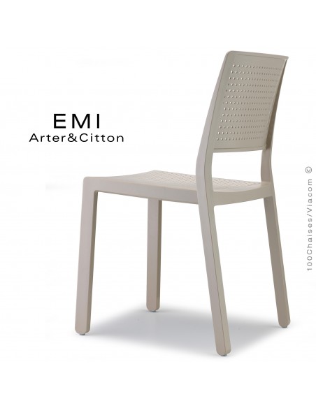 Chaise design EMI, structure plastique couleur gris tourterelle.