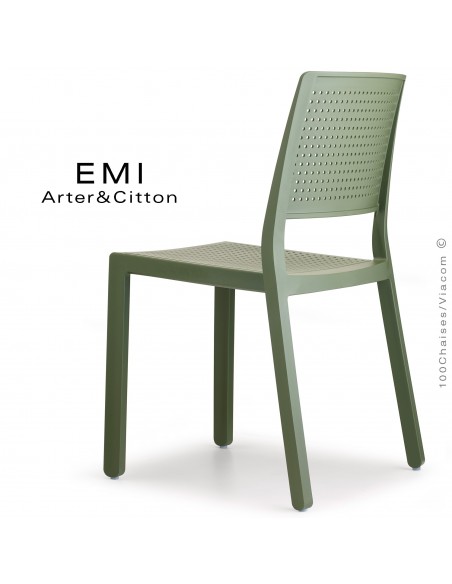 Chaise design EMI, structure plastique couleur vert.