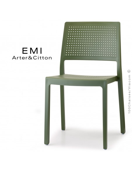 Chaise design EMI, structure plastique couleur vert.