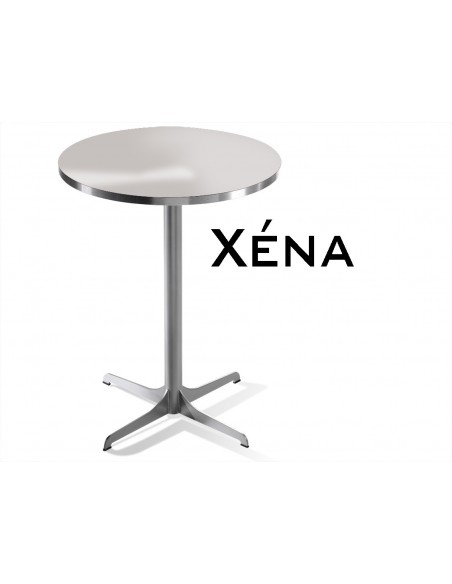 Xéna table ronde, finition structure peinture argent, plateau argent.
