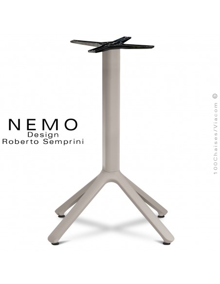 Table NEMO pour CHR., piétement aluminium peint gris Tourterelle, pour plateau fixe.