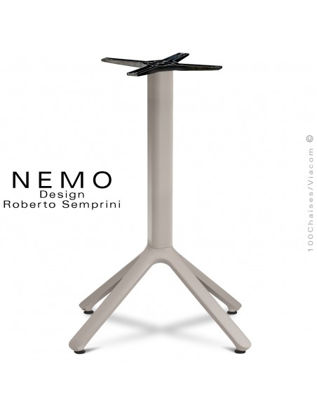Table NEMO pour CHR., piétement aluminium peint gris Tourterelle, pour plateau fixe.