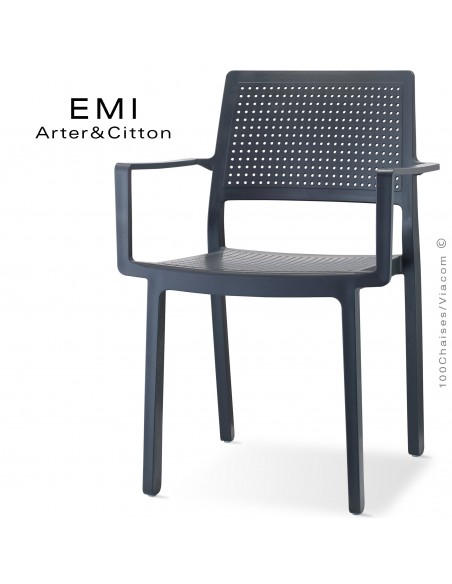 Fauteuil design EMI, structure plastique couleur anthracite.