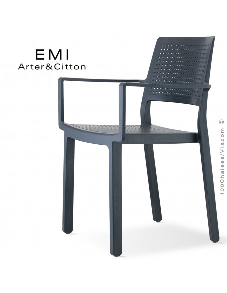 Fauteuil design EMI, structure plastique couleur anthracite.