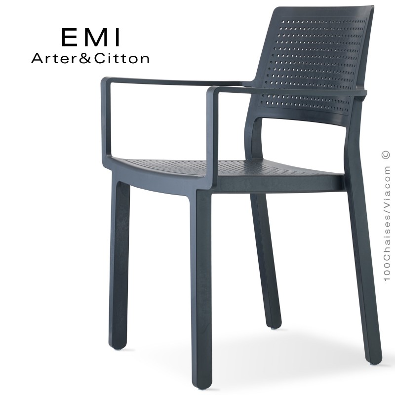 Fauteuil design EMI, structure plastique couleur anthracite.