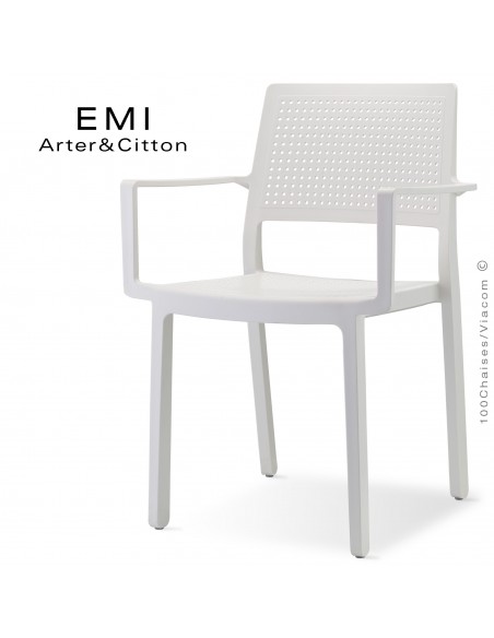 Fauteuil design EMI, structure plastique couleur blanc.