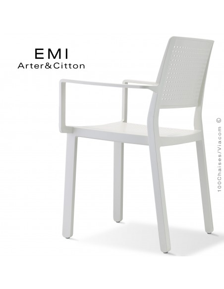 Fauteuil design EMI, structure plastique couleur blanc.