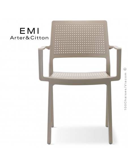 Fauteuil design EMI, structure plastique couleur gris tourterelle.