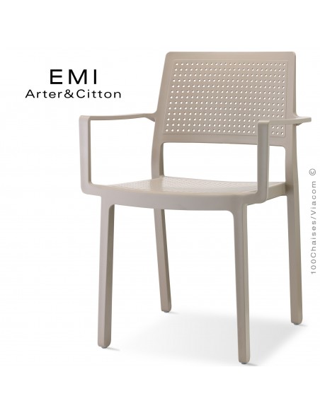 Fauteuil design EMI, structure plastique couleur gris tourterelle.