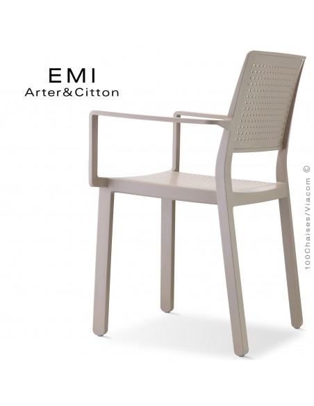 Fauteuil design EMI, structure plastique couleur gris tourterelle.